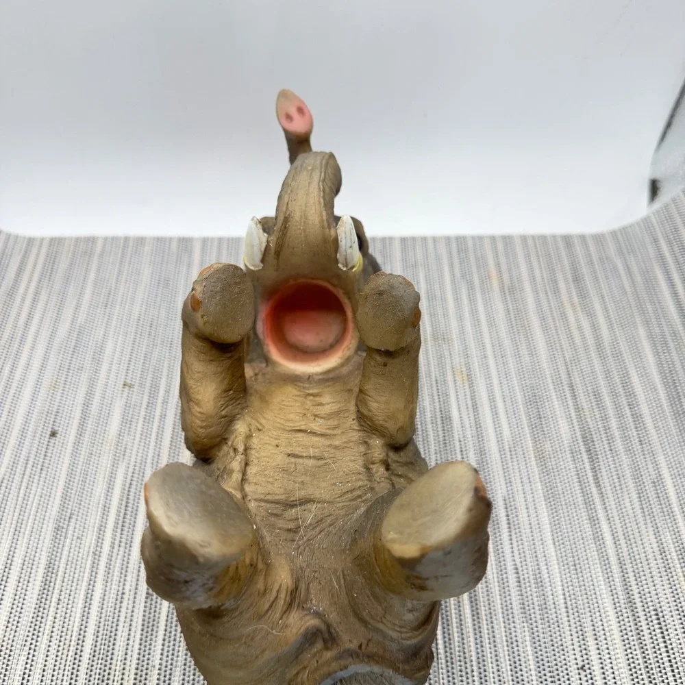 Elephant Wine Bottle Holder Figurine Realistic Resin Animal Bar Decor Gray